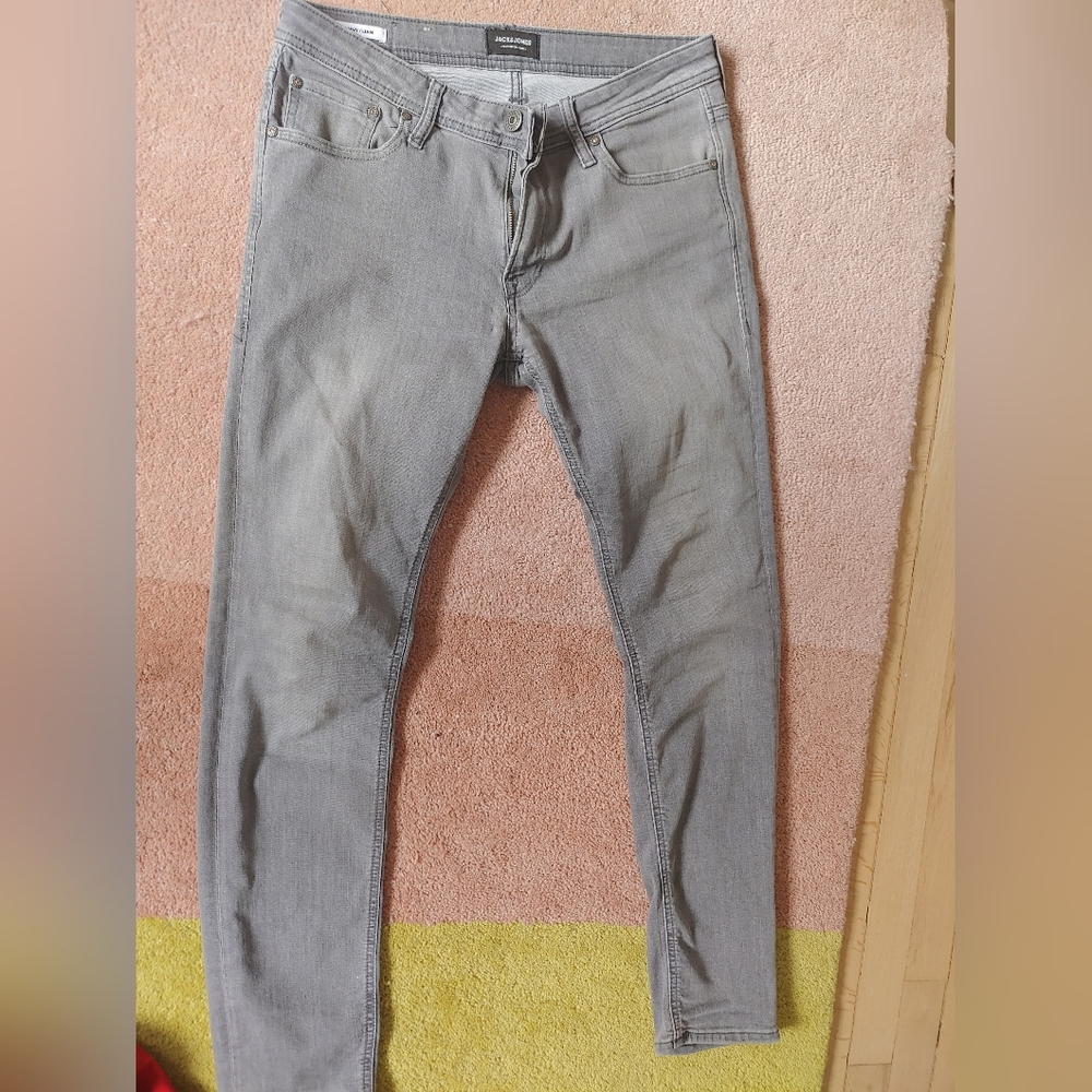Men's Jack and Jones Skinny Grey Liam Jeans 33x32